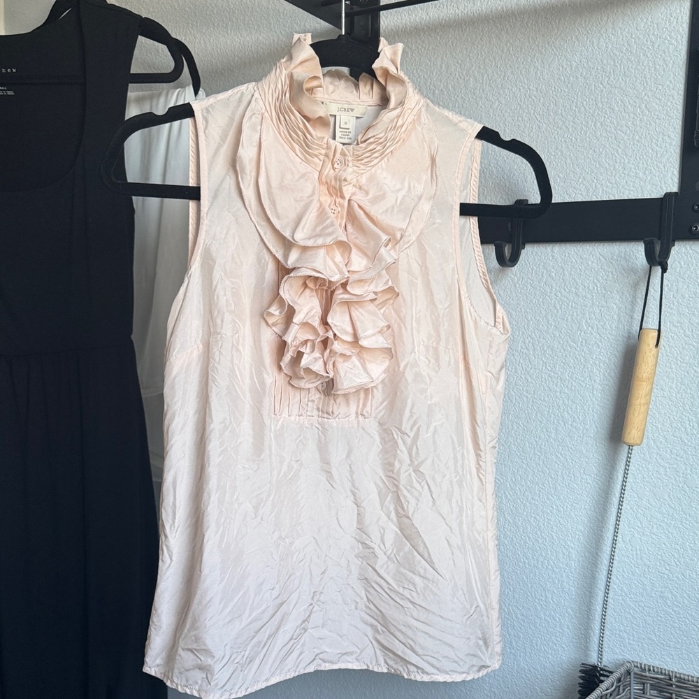 J. Crew 100% SILK Pink Ruffled Blouse